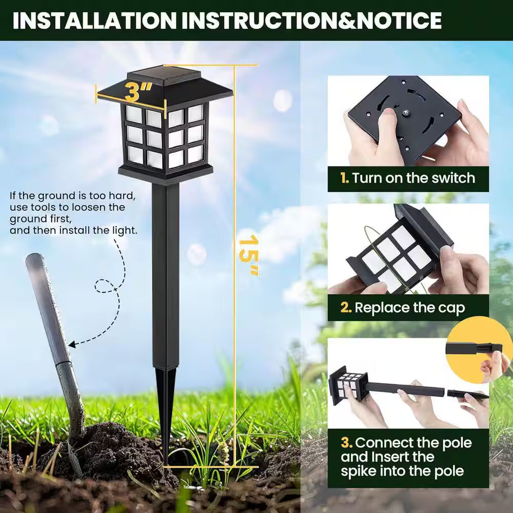 12 Pack LED Solar Lights Outdoor Waterproof, Solar Walkway Lights Maintain 10 Hours of Lighting