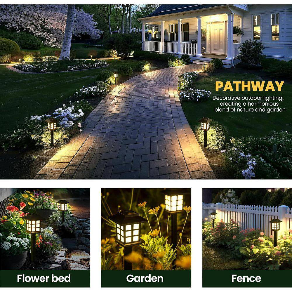 12 Pack LED Solar Lights Outdoor Waterproof, Solar Walkway Lights Maintain 10 Hours of Lighting