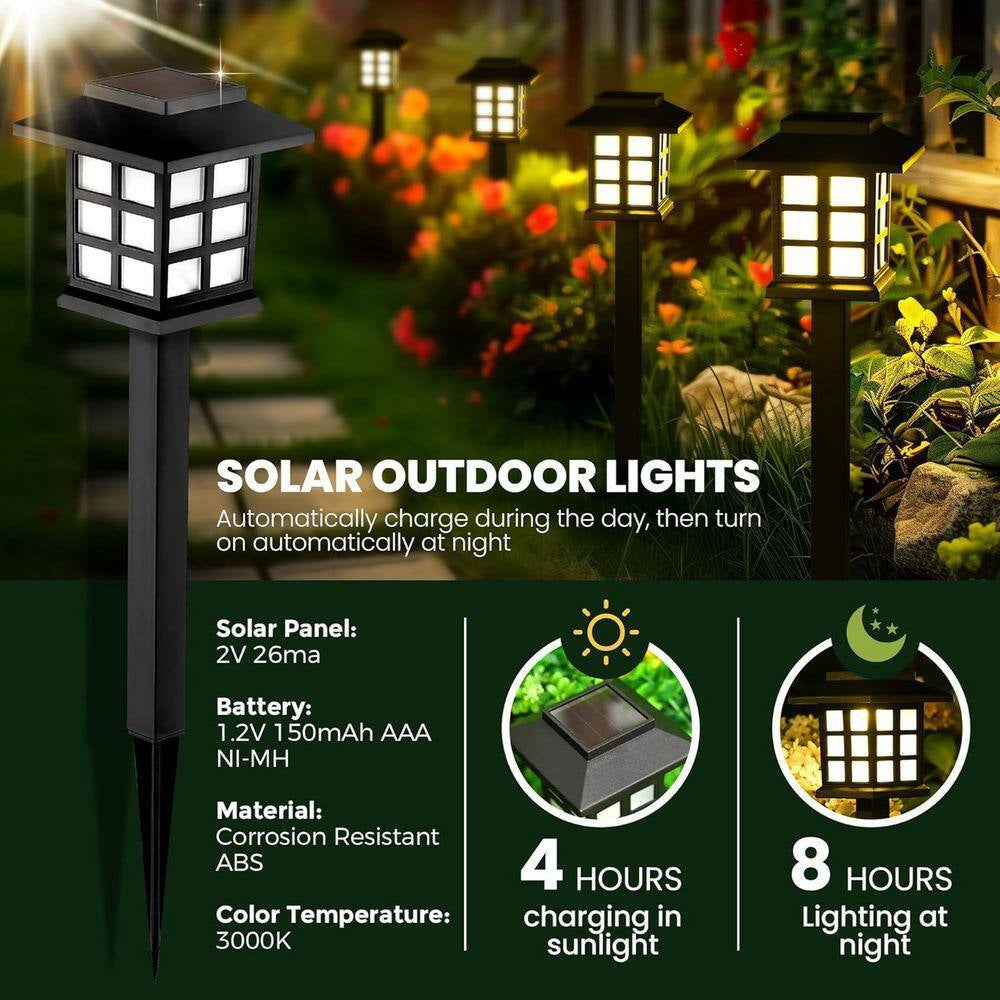 12 Pack LED Solar Lights Outdoor Waterproof, Solar Walkway Lights Maintain 10 Hours of Lighting